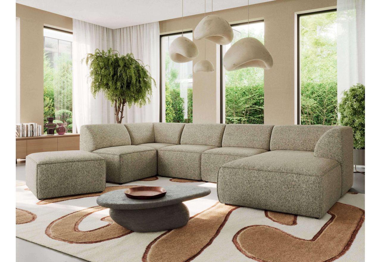 Narożnik MODARO U 6M - strona prawa - ciemnobeżowy, struktura