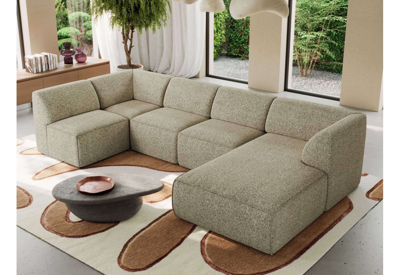 Narożnik MODARO U 6M - strona prawa - ciemnobeżowy, struktura