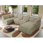 Narożnik MODARO U 6M - strona prawa - ciemnobeżowy, struktura