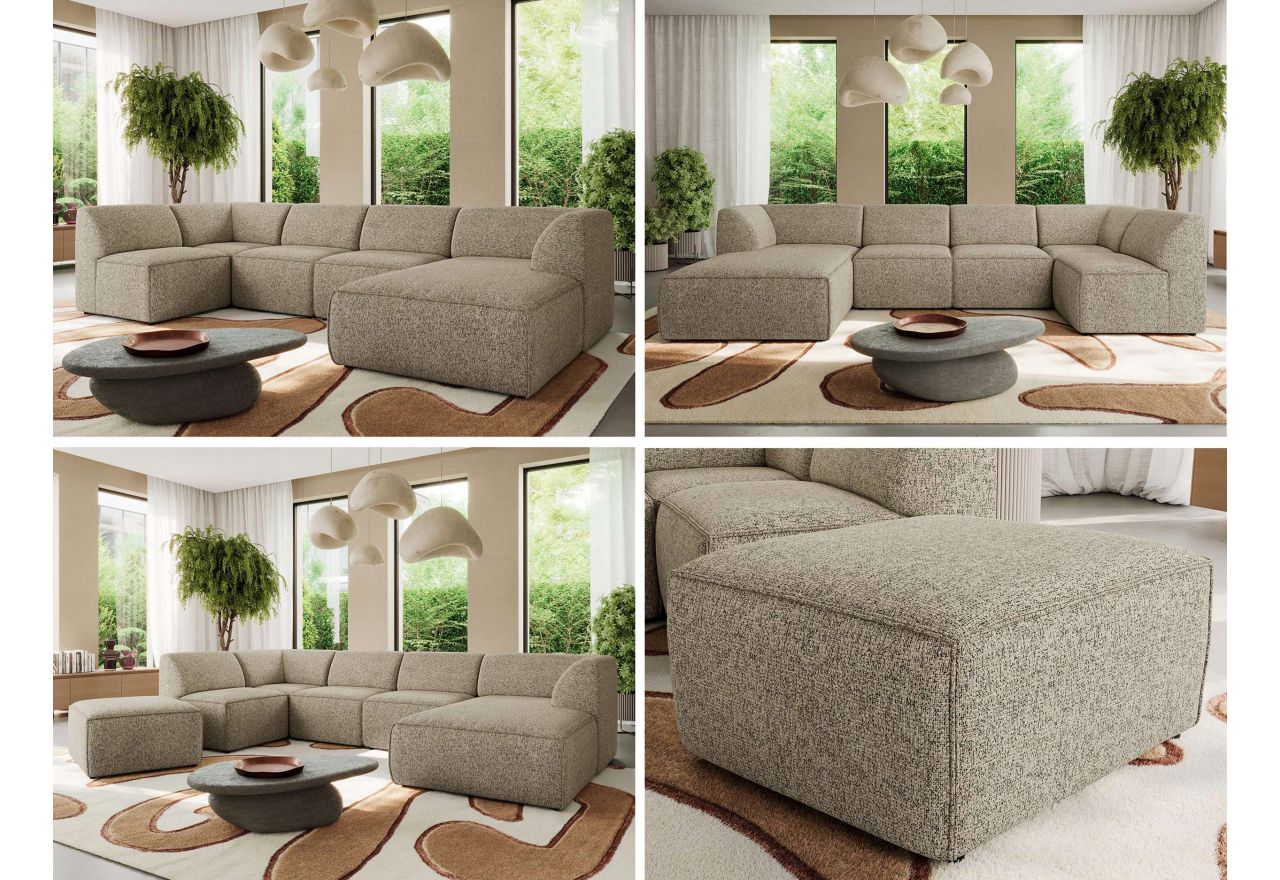 Narożnik MODARO U 6M - strona prawa - ciemnobeżowy, struktura