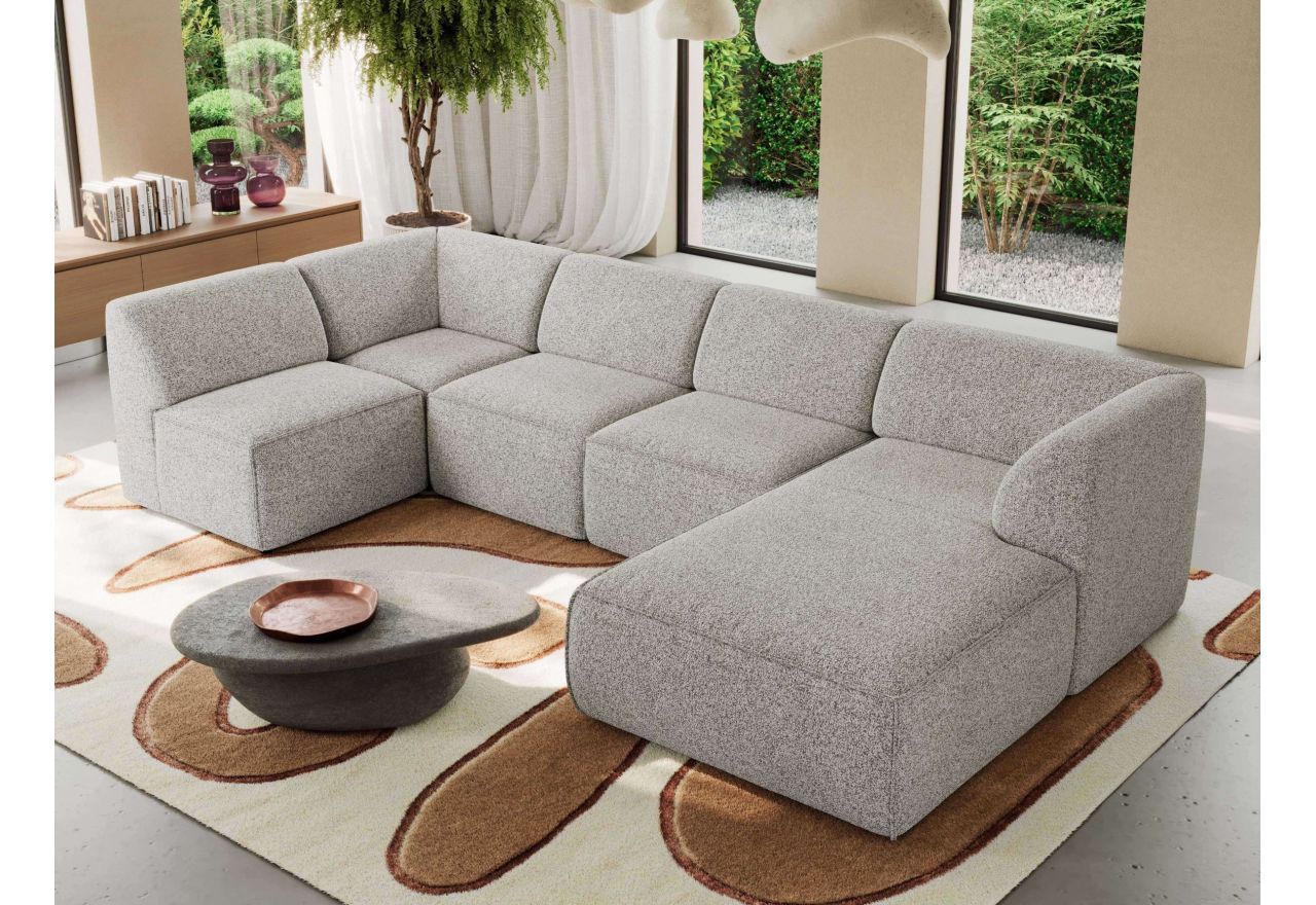 Narożnik MODARO U 6M - strona prawa - jasnoszary, struktura