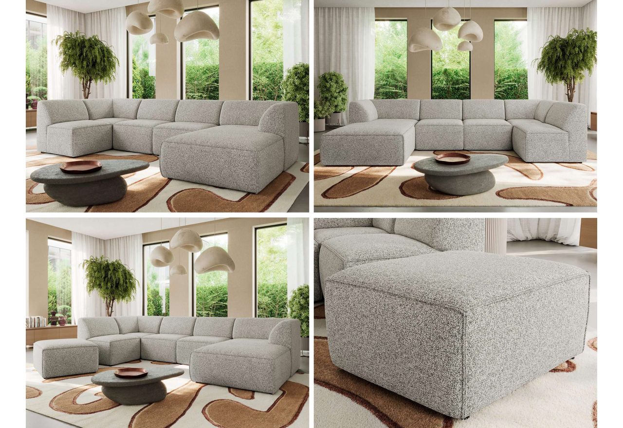 Narożnik MODARO U 6M - strona prawa - jasnoszary, struktura