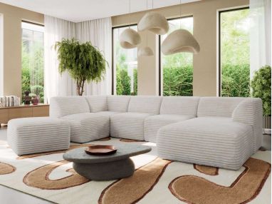 Narożnik MODARO U 6M - strona prawa - beżowy, sztruks