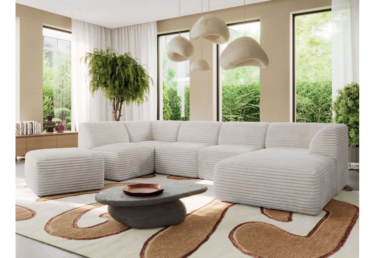 Narożnik MODARO U 6M - strona prawa - beżowy, sztruks