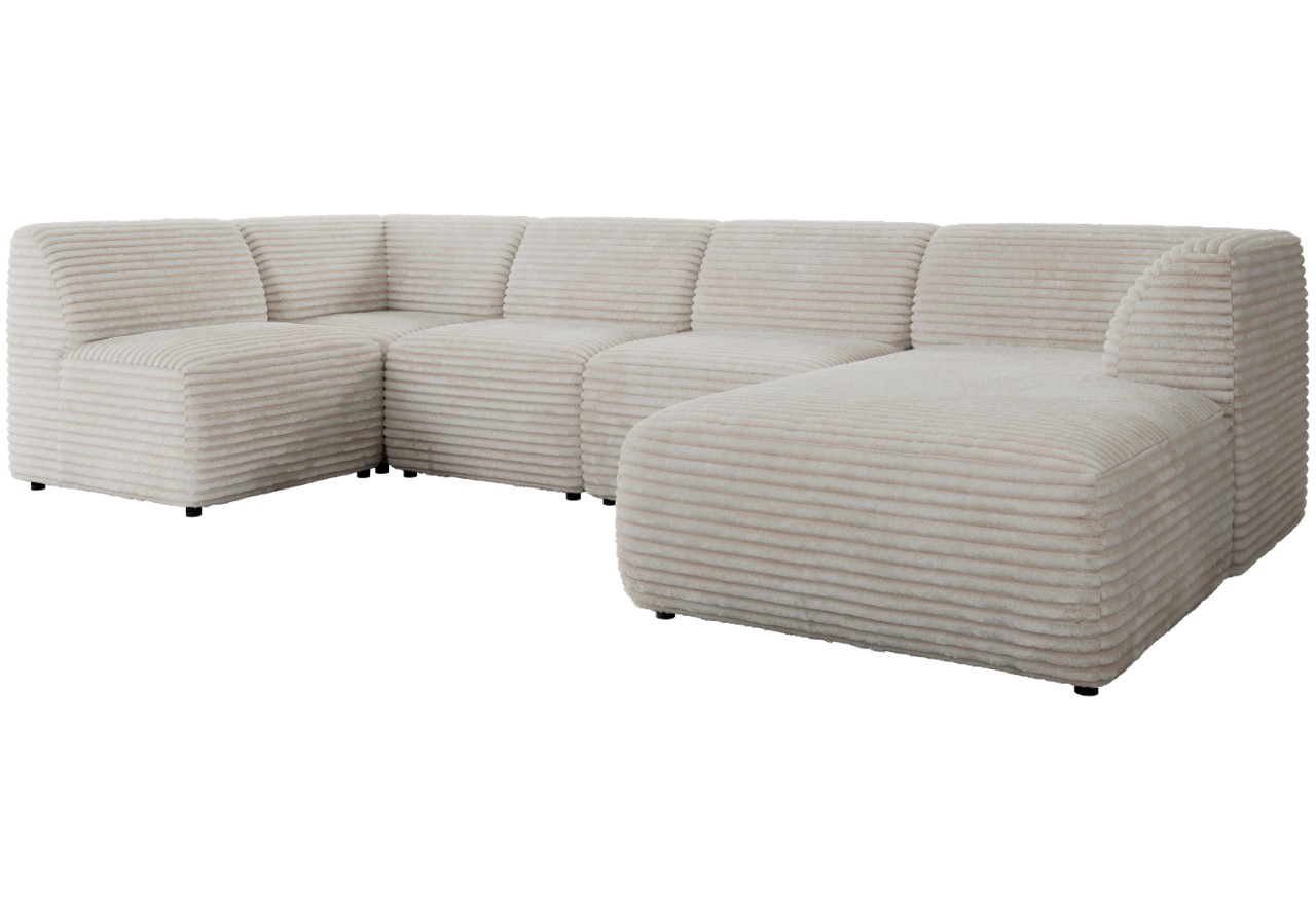 Narożnik MODARO U 6M - strona prawa - beżowy, sztruks