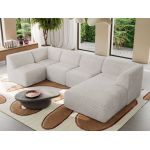 Narożnik MODARO U 6M - strona prawa - beżowy, sztruks