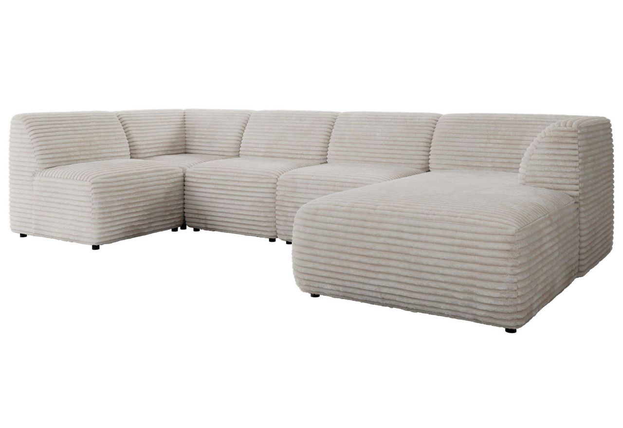 Narożnik MODARO U 6M - strona prawa - beżowy, sztruks