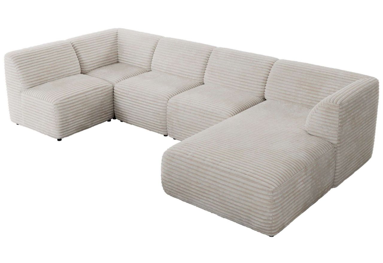 Narożnik MODARO U 6M - strona prawa - beżowy, sztruks