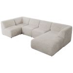 Narożnik MODARO U 6M - strona prawa - beżowy, sztruks