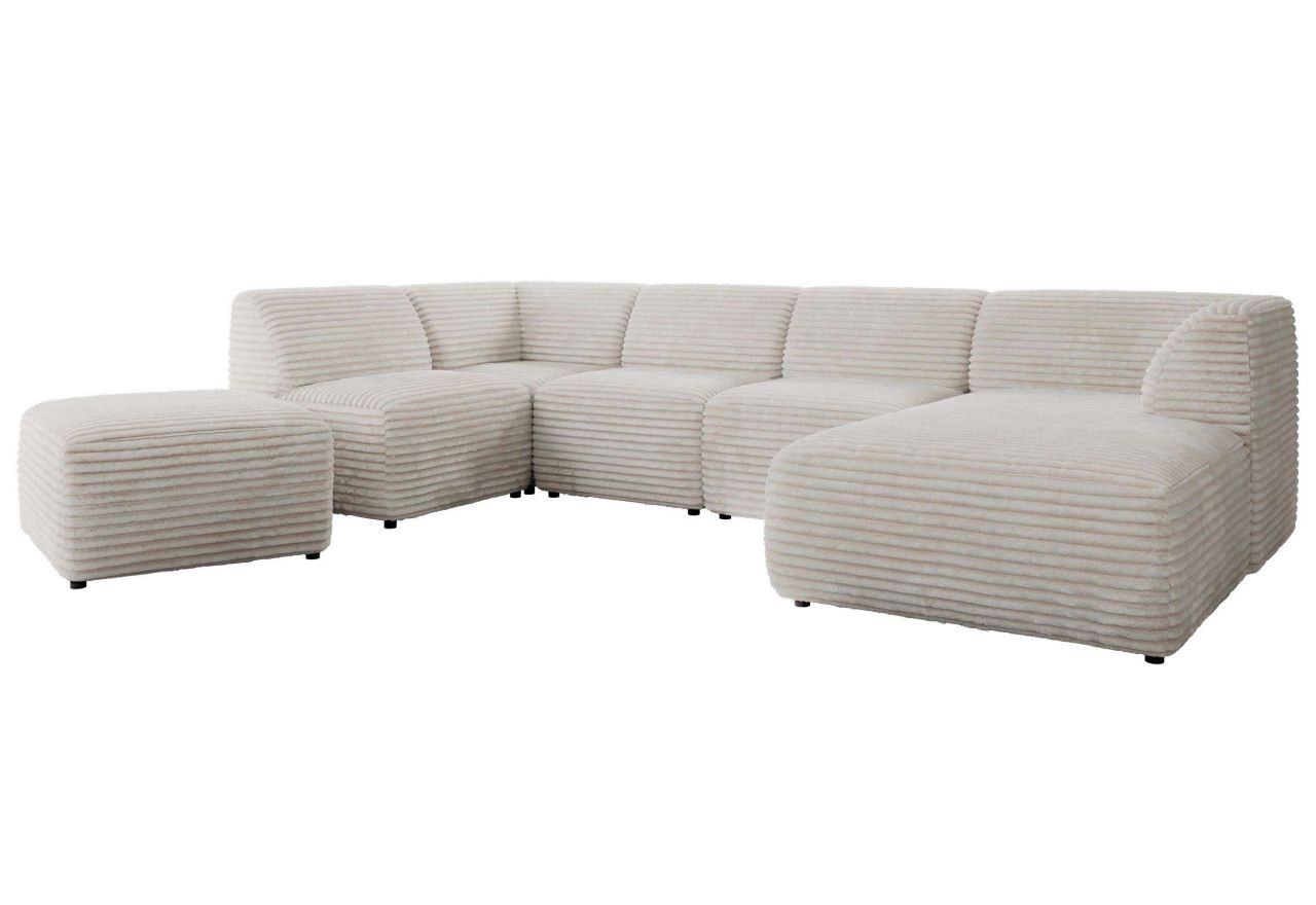 Narożnik MODARO U 6M - strona prawa - beżowy, sztruks