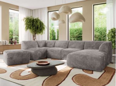 Narożnik MODARO U 6M - strona prawa - jasnobrązowy, sztruks