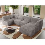 Narożnik MODARO U 6M - strona prawa - jasnobrązowy, sztruks