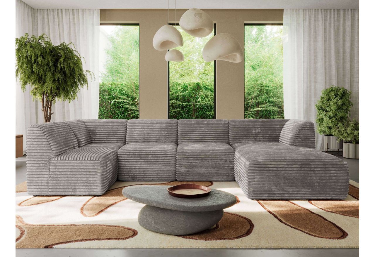 Narożnik MODARO U 6M - strona prawa - jasnobrązowy, sztruks