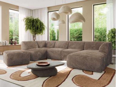 Narożnik MODARO U 6M - strona prawa - brązowy, sztruks