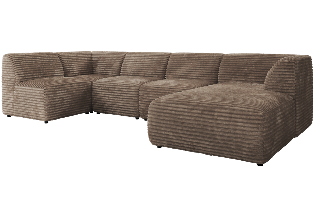 Narożnik MODARO U 6M - strona prawa - brązowy, sztruks