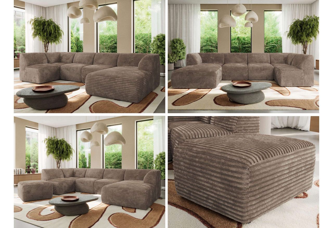 Narożnik MODARO U 6M - strona prawa - brązowy, sztruks