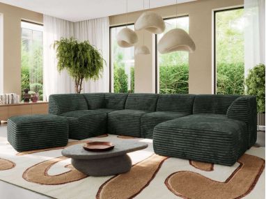 Narożnik MODARO U 6M - strona prawa - ciemnozielony, sztruks