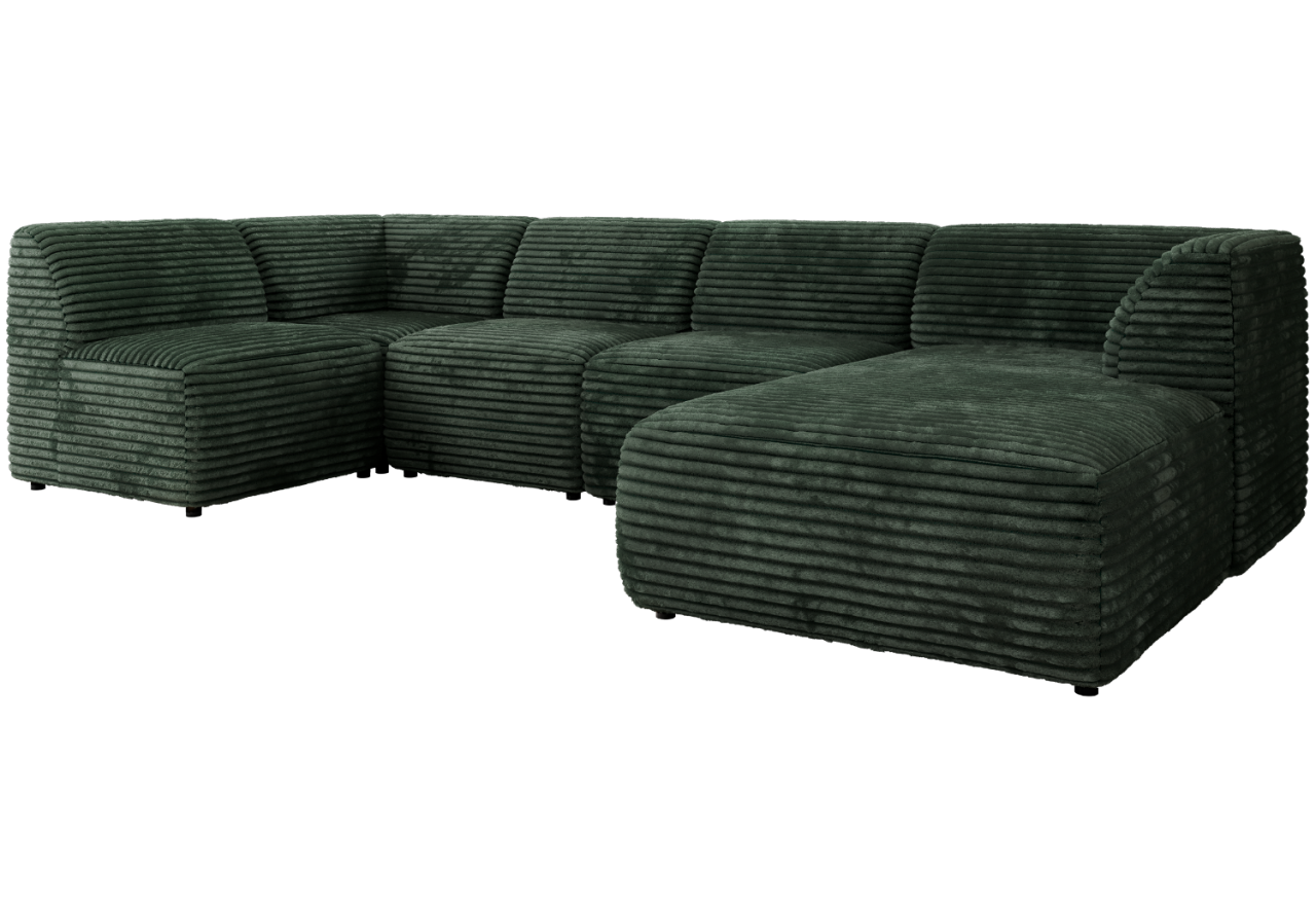 Narożnik MODARO U 6M - strona prawa - ciemnozielony, sztruks