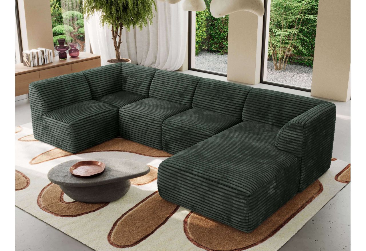 Narożnik MODARO U 6M - strona prawa - ciemnozielony, sztruks