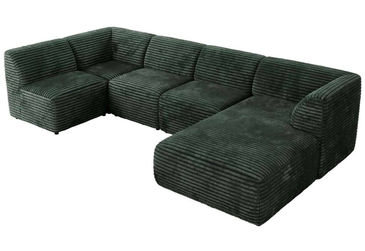 Narożnik MODARO U 6M - strona prawa - ciemnozielony, sztruks