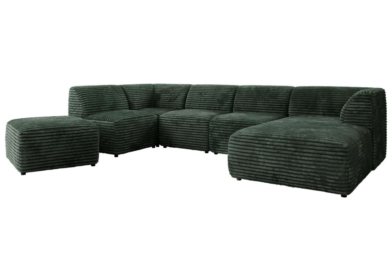 Narożnik MODARO U 6M - strona prawa - ciemnozielony, sztruks