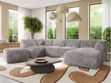 Narożnik MODARO U 6M - strona prawa - jasnoszary, sztruks