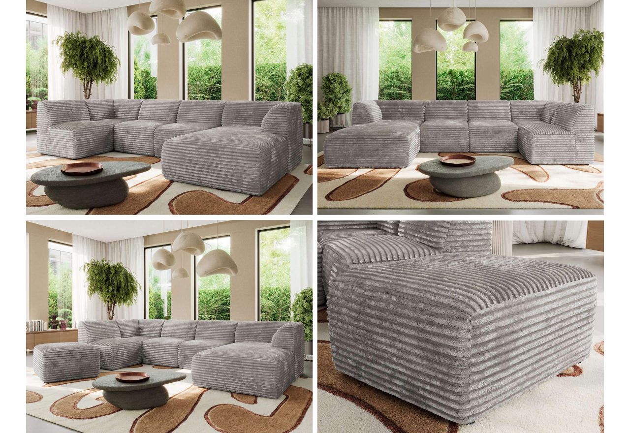 Narożnik MODARO U 6M - strona prawa - jasnoszary, sztruks