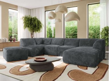 Narożnik MODARO U 6M - strona prawa - szary, sztruks