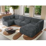 Narożnik MODARO U 6M - strona prawa - szary, sztruks