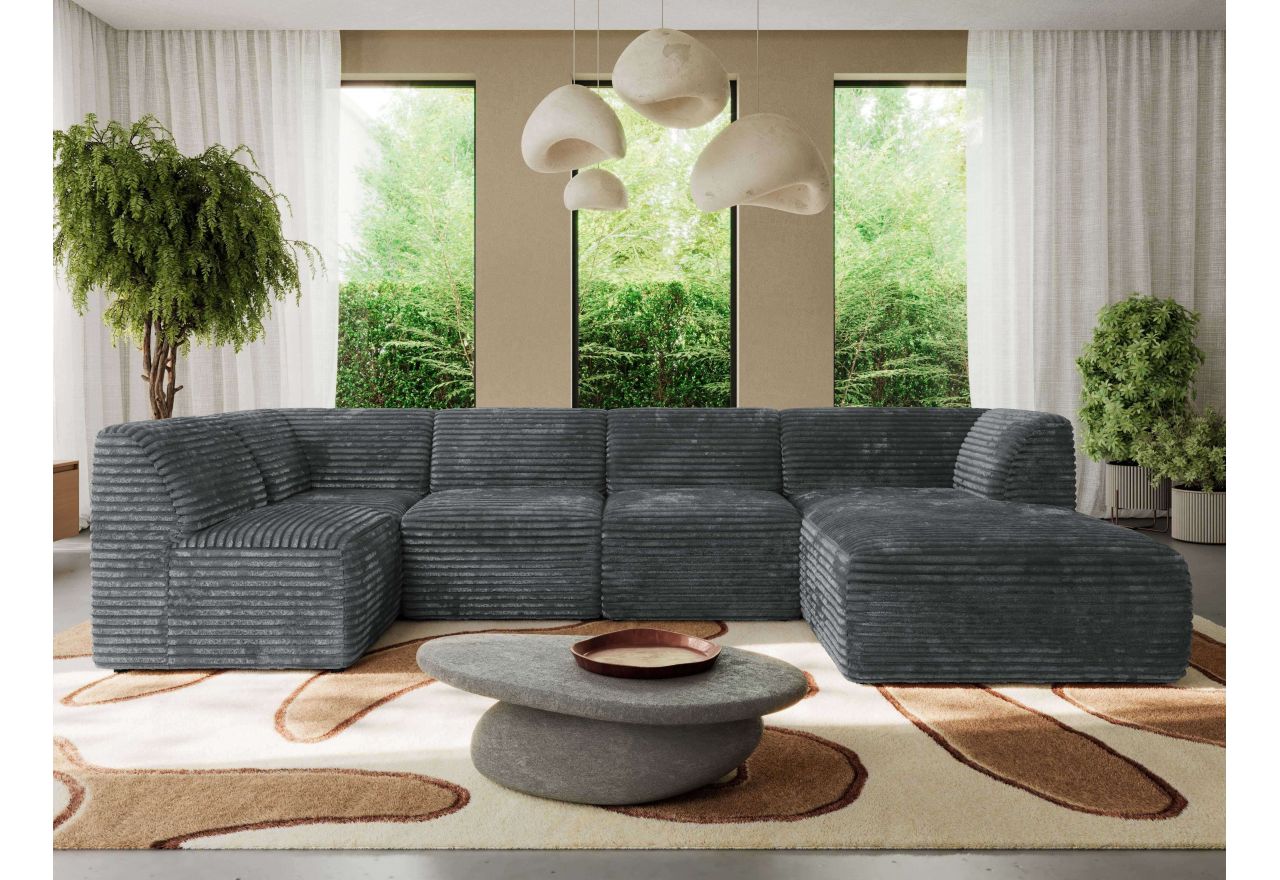 Narożnik MODARO U 6M - strona prawa - szary, sztruks