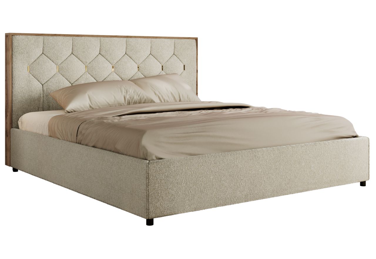 Łóżko tapicerowane LARINO CLASSIC 200x200 - materac piankowy - kremowy, struktura