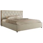 Łóżko tapicerowane LARINO CLASSIC 200x200 - materac piankowy - kremowy, struktura