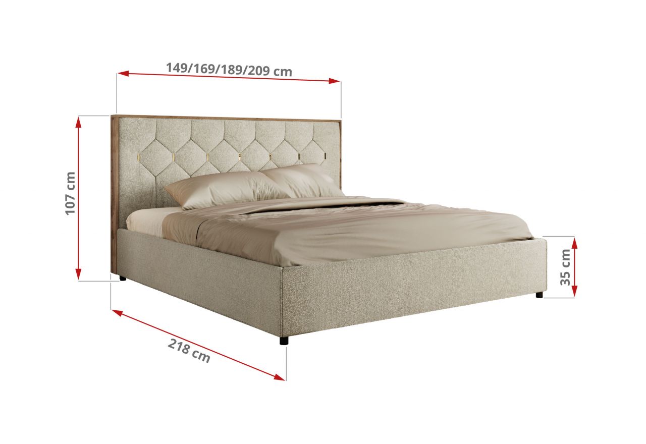 Łóżko tapicerowane LARINO CLASSIC 200x200 - materac piankowy - kremowy, struktura