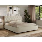 Łóżko tapicerowane LARINO CLASSIC 200x200 - materac pocket - kremowy, struktura