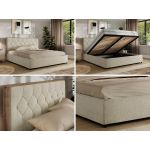 Łóżko tapicerowane LARINO CLASSIC 140x200 - materac multipocket - kremowy, struktura