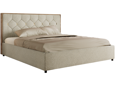 Łóżko tapicerowane LARINO CLASSIC 160x200 - materac multipocket - kremowy, struktura