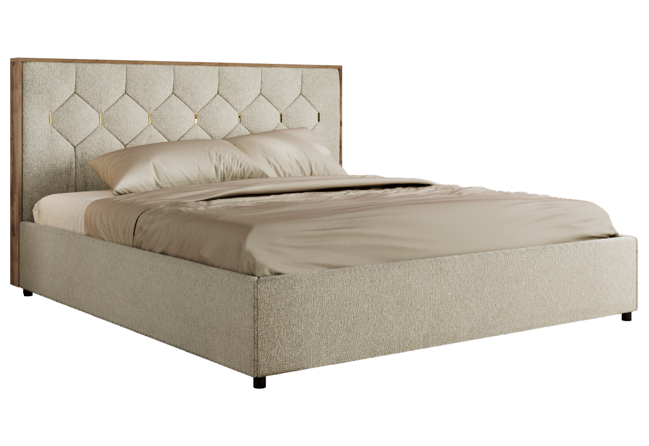 Łóżko tapicerowane LARINO CLASSIC 160x200 - materac multipocket - kremowy, struktura