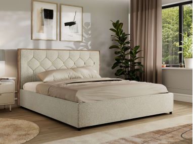 Łóżko tapicerowane LARINO CLASSIC 180x200 - materac multipocket - kremowy, struktura