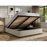 Łóżko tapicerowane LARINO CLASSIC 200x200 - materac multipocket - kremowy, struktura