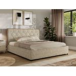 Łóżko tapicerowane LARINO CLASSIC 160x200 - materac pocket - beżowy, struktura