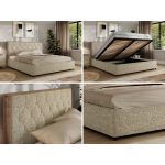 Łóżko tapicerowane LARINO CLASSIC 200x200 - materac pocket - beżowy, struktura