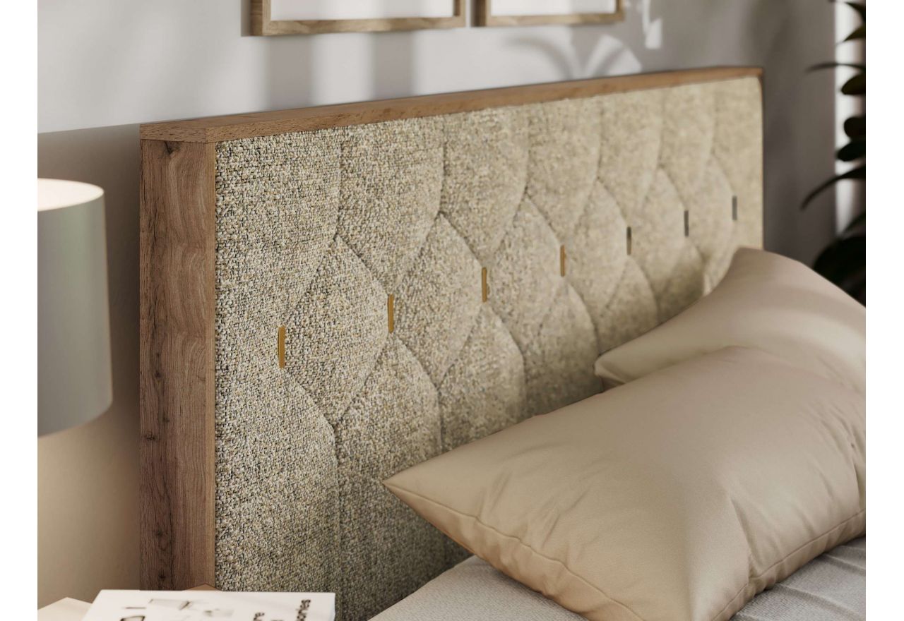 Łóżko tapicerowane LARINO CLASSIC 160x200 - materac multipocket - beżowy, struktura