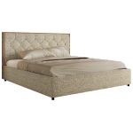 Łóżko tapicerowane LARINO CLASSIC 200x200 - materac multipocket - beżowy, struktura