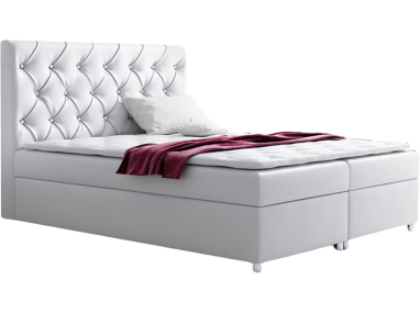 Wygodne łóżko kontynentalne w nowoczesnym stylu z opcją wyboru tkaniny i pikowanym zagłowiem - GRID / Madryt 920