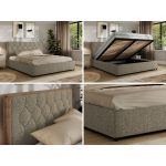 Łóżko tapicerowane LARINO CLASSIC 160x200 - materac pocket - szary, struktura