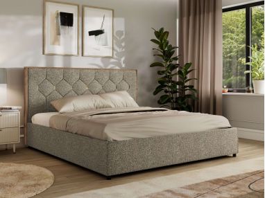 Łóżko tapicerowane LARINO CLASSIC 200x200 - materac pocket - szary, struktura