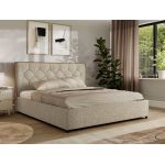 Łóżko tapicerowane LARINO CLASSIC 160x200 - materac piankowy - ciemnobeżowy, struktura