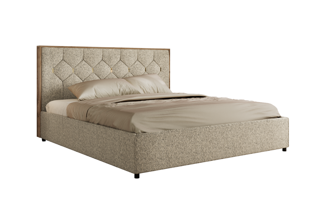 Łóżko tapicerowane LARINO CLASSIC 180x200 - materac piankowy - ciemnobeżowy, struktura
