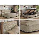 Łóżko tapicerowane LARINO CLASSIC 160x200 - materac pocket - ciemnobeżowy, struktura