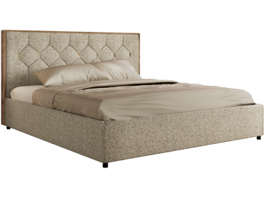 Łóżko tapicerowane LARINO CLASSIC 140x200 - materac multipocket - ciemnobeżowy, struktura